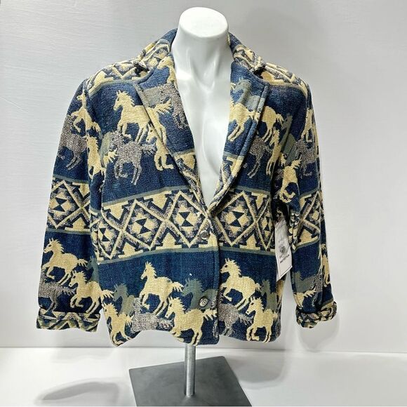 New Identity Carpet Blanket Jacket Horses 100% Cotton Hand Woven  XL NWT - Picture 1 of 11